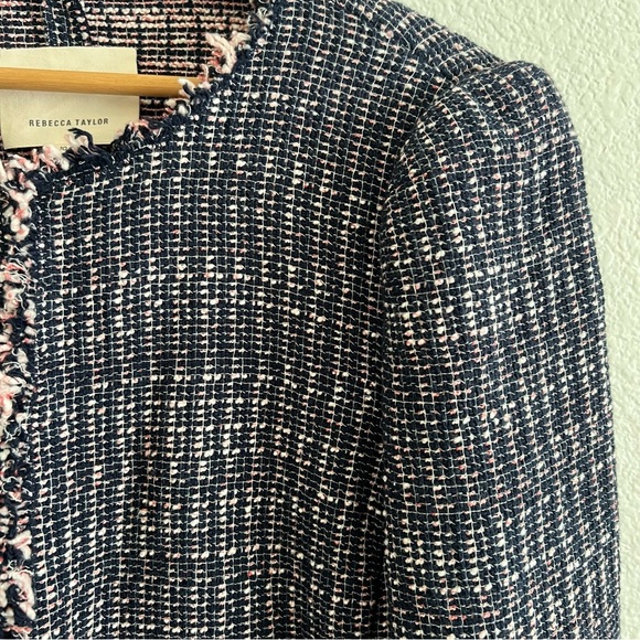 Rebecca Taylor Navy and Pink Tweed Jacket Size 10 - Picture 5 of 11
